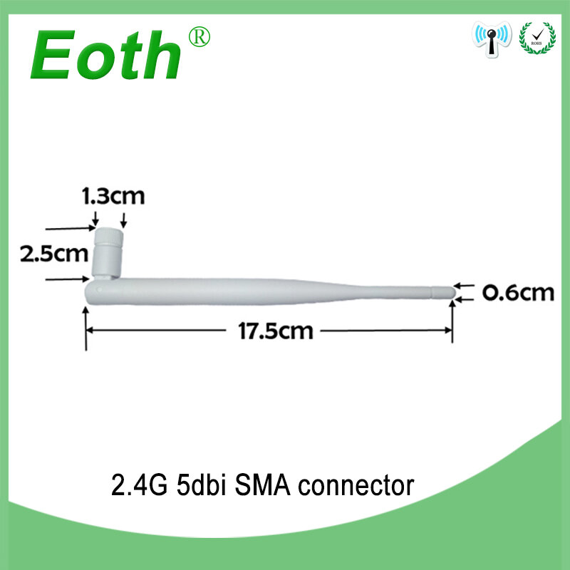 EOTH  2.4g antenna 5dbi sma male wlan wifi 2.4ghz antene IPX ipex 1 SMA female pigtail Extension Cable iot module antena