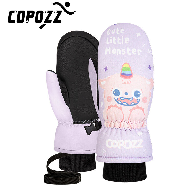 COPOZZ เด็กถุงมือเล่นสกี3M Thinsulate ฤดูหนาว Warm Mittens น่ารักการ์ตูนฤดูหนาว Ultralight ถุงมือลุยหิมะเด็ก