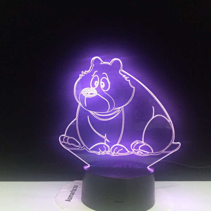 Cartoon Cute Bear Shape lampada a LED in acrilico 3D Baby Night Light Sleeping Lighting 7 colori con Touch e telecomando