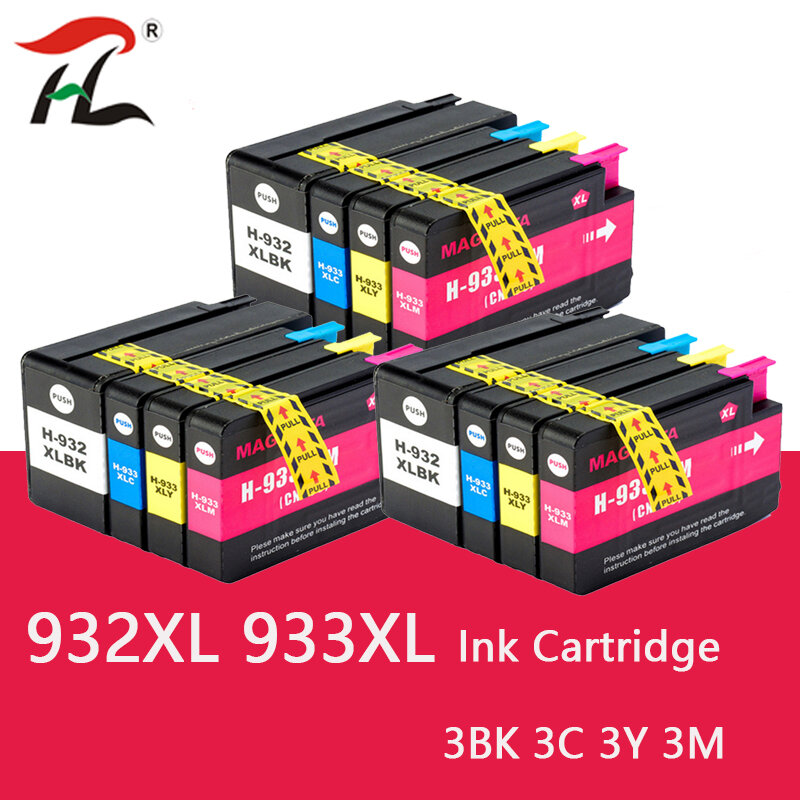 Cartucho de tinta para impressora hp, compatível com hp 932 933 932xl 933xl, hp officejet 7110 6100 6600 7510 7512 7612 7610 7612
