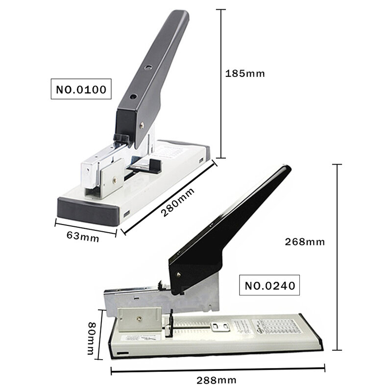 Huapuda-grampeador 0100 e 0240 metálico, equipamento para trabalhos pesados, grampeador portátil de papel, grande capacidade, para remover grampeadores