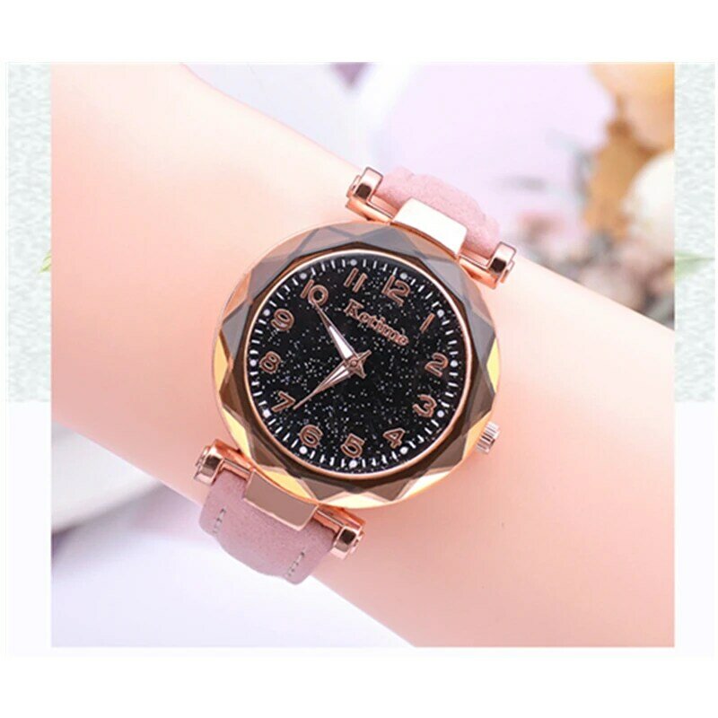 2019 relógios femininos céu estrelado relógio de pulso senhoras pulseira relógios de quartzo de couro reloj mujer relogio feminino