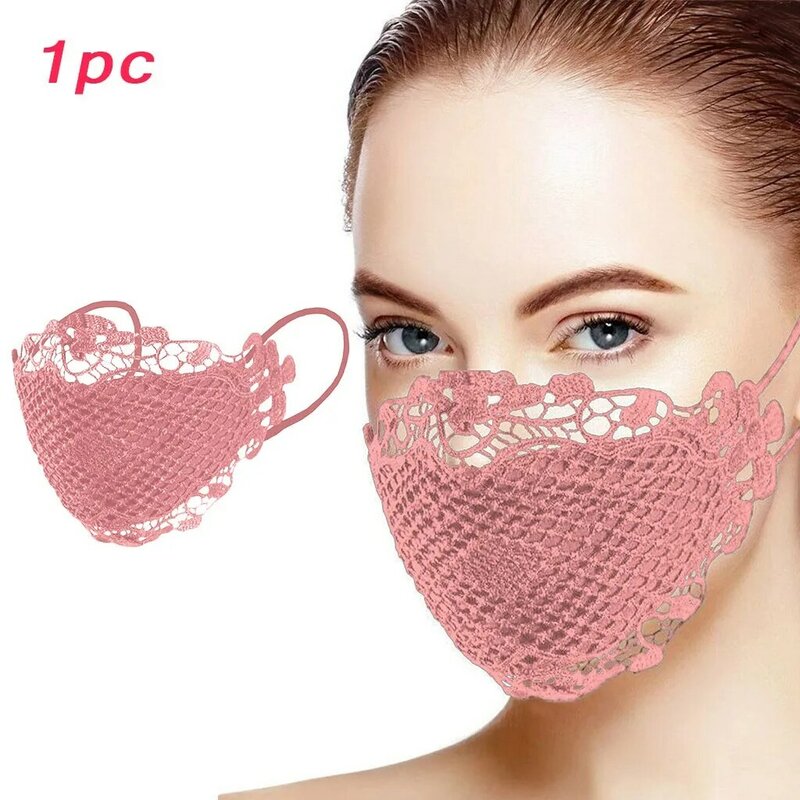 1pc繊細なレースのアップリケ洗えると再利用可能な口フェイスマスク再利用可能な口カバーファッション生地マスク