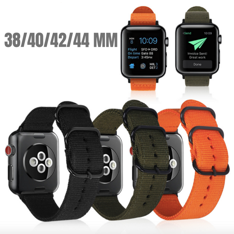 Pulseira de nylon para apple watch, com fivela, 40mm, 44mm, iwatch series 1 2 3 38mm 42mm