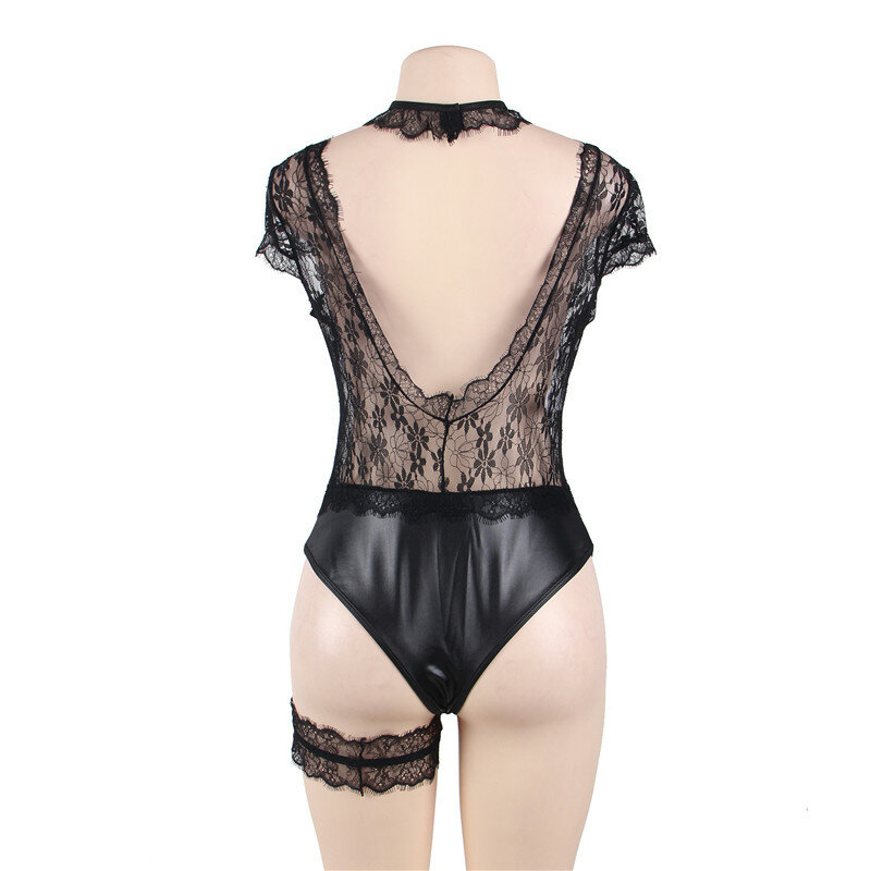 Comeonlover Sexy Bodysuits untuk Seks Pakaian Dalam Leher V Dalam Kulit Renda Tubuh Lingerie Transparan Backless Wanita Teddy RI80624