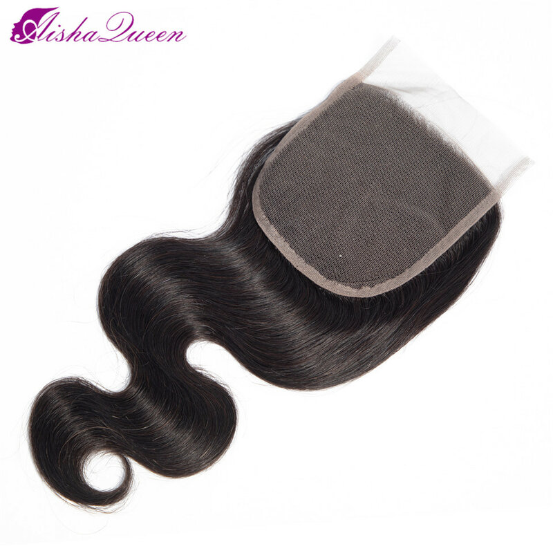 Peruvian Human Hair Closure 4*4 Lace Closure Body Wave swiss Lace Closure 10-24 Inch Free Part Non-Remy Hair Weaving