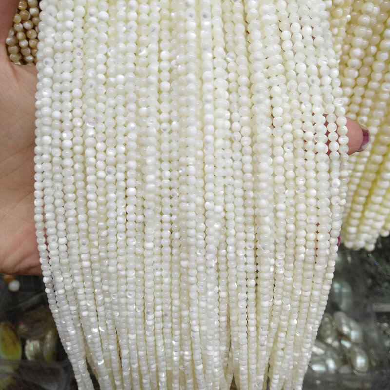 Atacado natural shell frisado forma redonda branca ofício shell contas soltas para fazer jóias pulseira diy colar acessórios