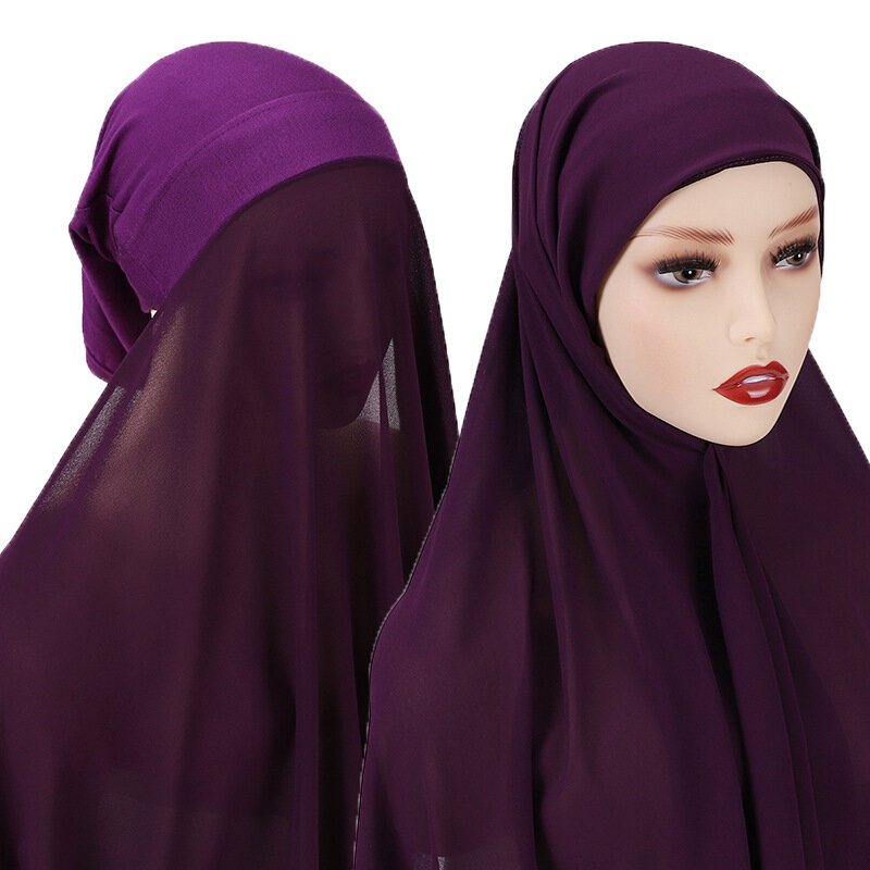 Muçulmano feminino gorro com chiffon xale cabeça cachecol underscarf cap islam interno cachecol bandana estiramento hijab capa headwrap