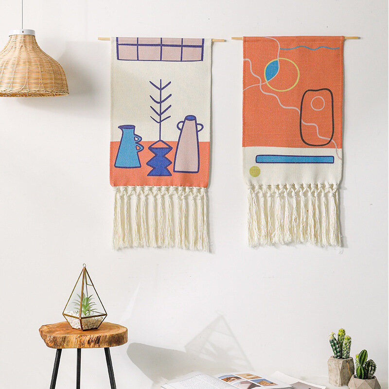 Hand-ทอพู่ Tapestry ตกแต่ง Nordic ตู้เย็นภาพแขวนผ้าผ้าพื้นหลังการถ่ายภาพห้องนอนอุปกรณ์