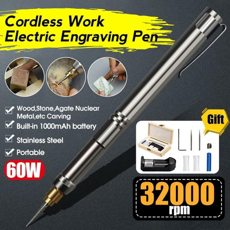 Diy novo sem fio mini caneta de gravura elétrica carve ferramenta para jóias plástico metal madeira vidro automático gravura caneta graver ferramenta