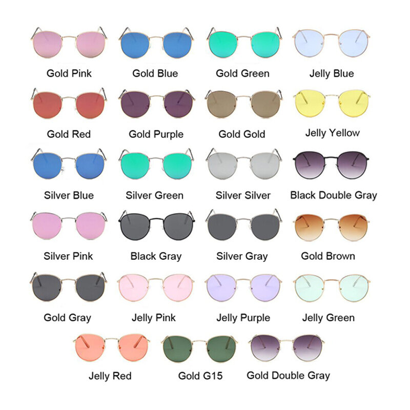 Petites lunettes de soleil rondes vintage pour femmes, lunettes de soleil classiques, design de marque rétro, miroir masculin, nuances de mode féminine