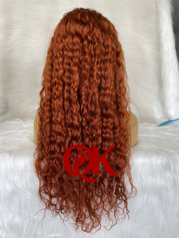 QueenKing hair 13x4 Lace Front Brazilian Remy Human Hair Lace Wig 150% Density Ginger Orange Color Wigs For Women Curly Wig