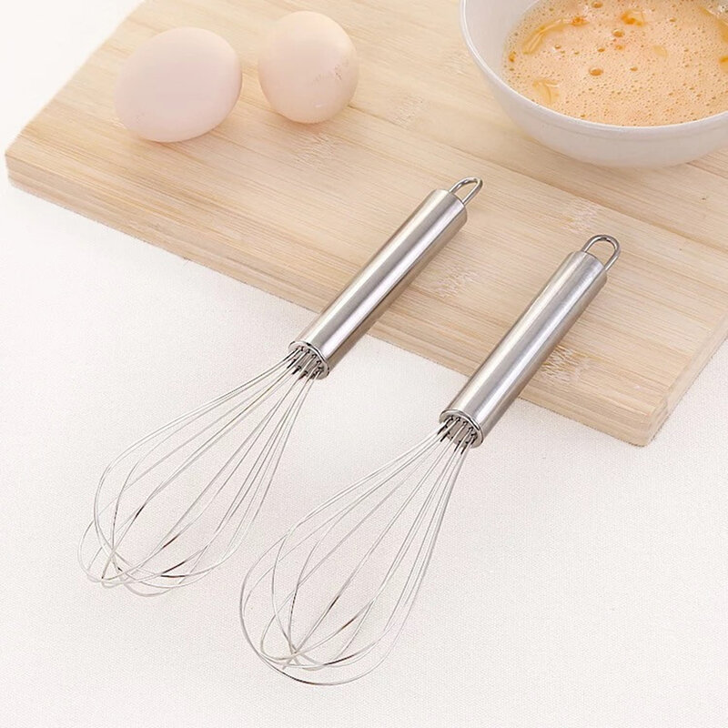 8/10/12 inches Stainless Steel Balloon Wire Whisk Manual Egg Beater Mixer Kitchen Baking Utensil Milk Cream Butter Whisk Mixer
