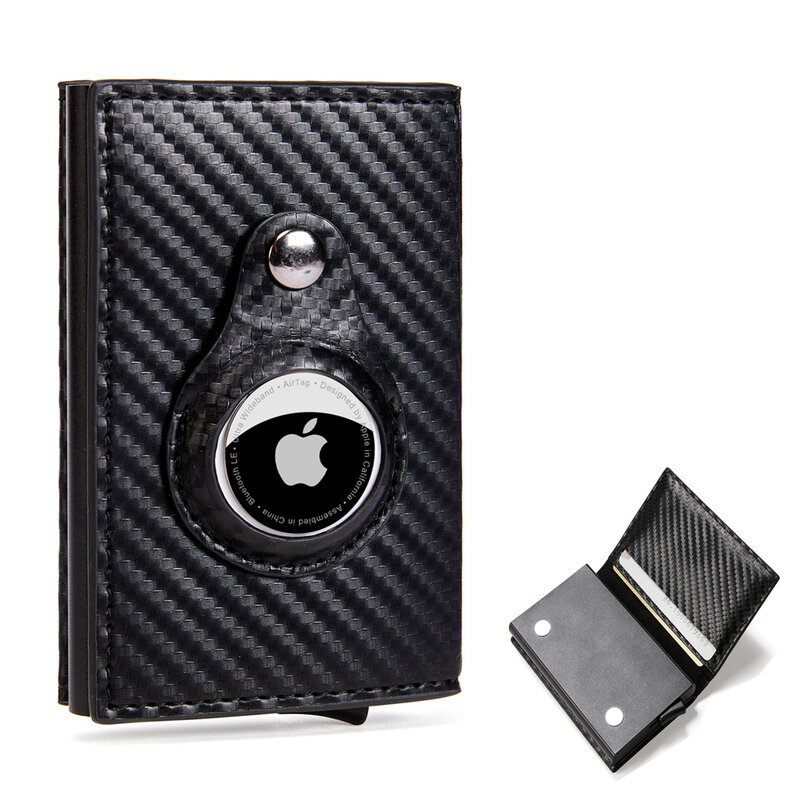 Кожаный кошелек с именем на заказ, мужской держатель для кредитных карт для Apple airtag, защита с магнитом и окошком для фото, кошелек с биркой