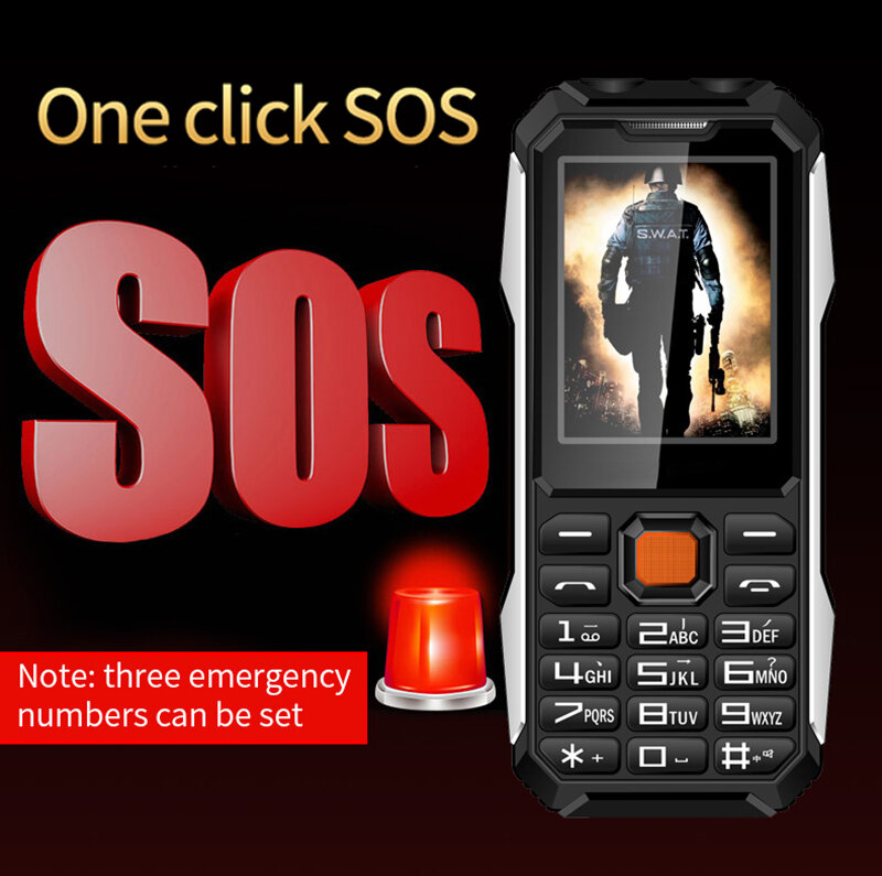 A6 ponsel tahan guncangan SOS MP3 pemutar video alarm perekam kamera fitur murah ponsel Keyboard Ibrani Arab Rusia