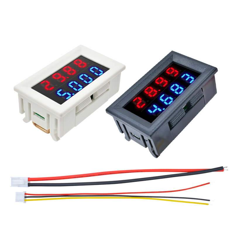 Dual LED Display Digital Voltmeter Ammeter DC 100V 200V 10A Voltage Current Meter Panel Amp Volt Tester Detector 4 Bits 5 Wires