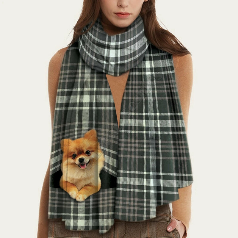 당신을 따뜻하게 유지 Pug 3D 인쇄 모조 캐시미어 스카프 가을과 겨울 짙어지면서 따뜻한 목도리 스카프
