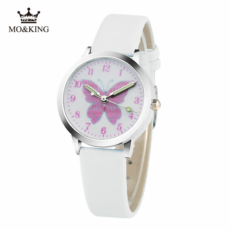 2020 어린이를 위한 새로운 도착 시계 소녀 핑크 나비 만화 쿼츠 시계, 아기 생일 선물 시계 어린이 시계