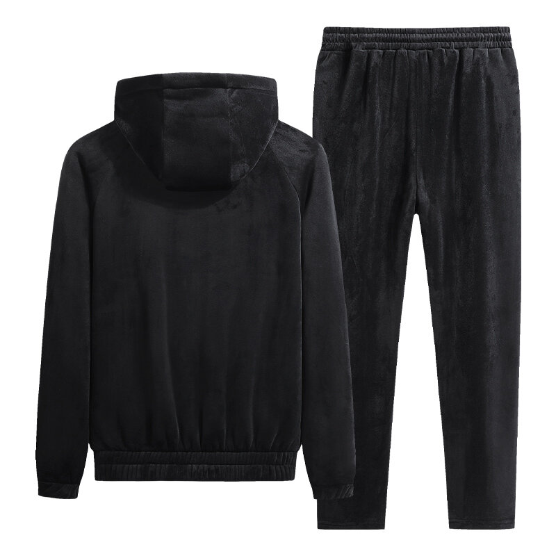 New Male Zipper Hooded Sportswear Suit Oversized 9XL Men 2 Piece Sets Fleece Tracksuits Winter Thicken Hoodie Sweatpants Set