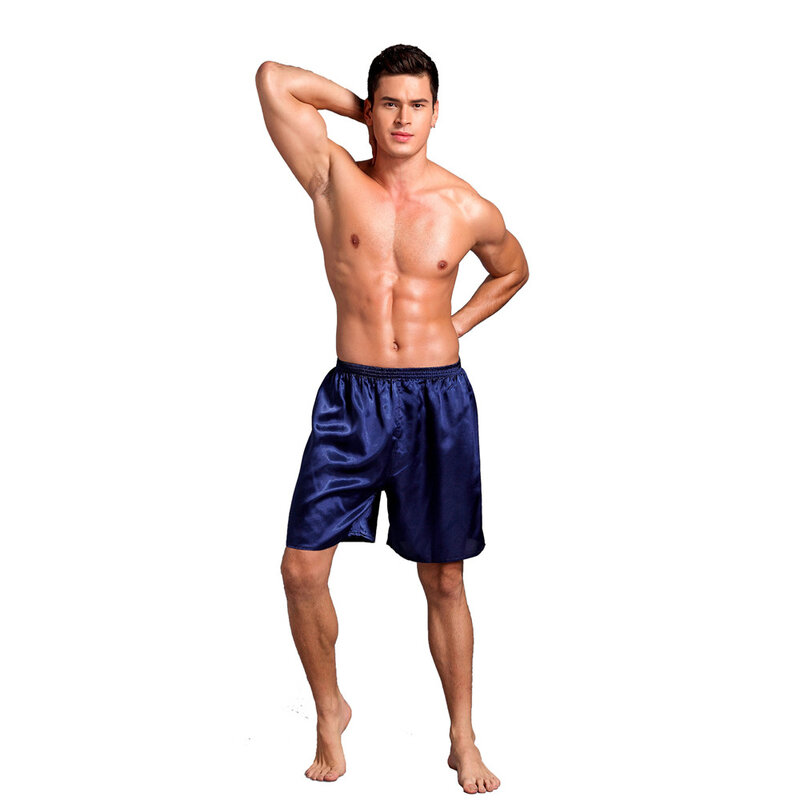 Pijama de cetim masculino, calça curta com cintura macia para dormir, tamanho l xg ltbg0612