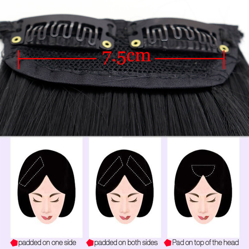 Merisi Haar Synthetische Invisable Steil Haar Pads Clip In Een Stuk 2Clips Verhogen Haar Volume Hair Extensions Top Side cover