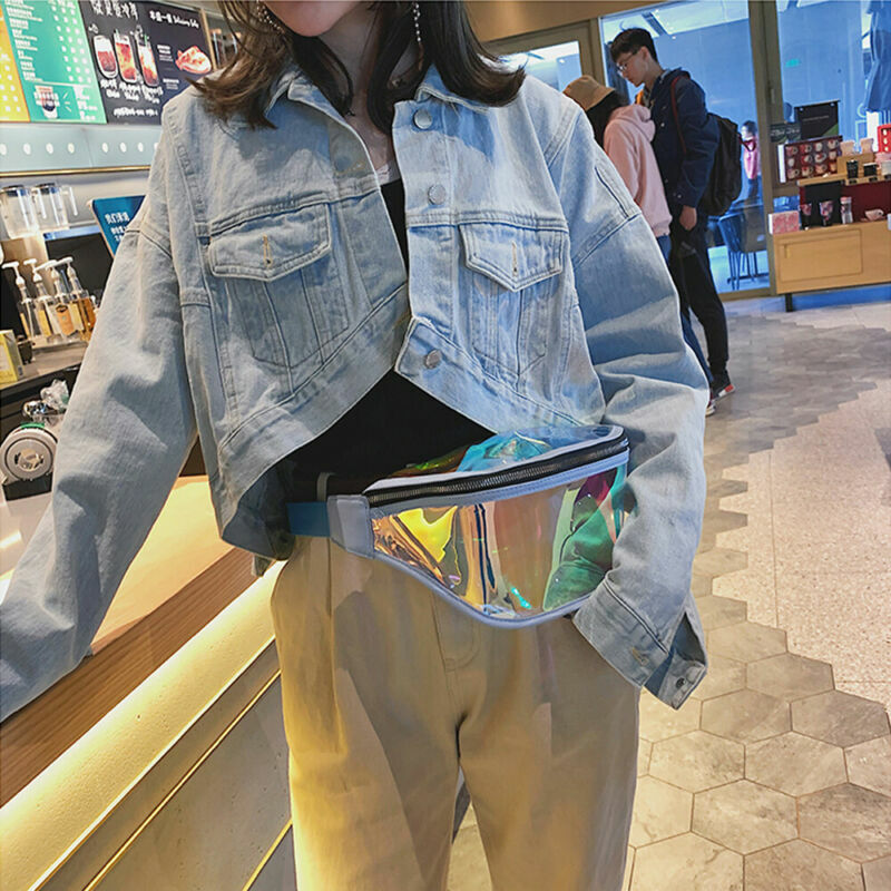 2019 cinturón de moda bolsa de cinturón impermeable transparente Punk holográfico riñonera Paquete de cintura láser para Mujer Accesorios