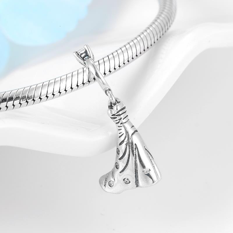 Misura originale europeo braccialetto d'argento perline gioielli in argento Sterling 925 fascino CZ anello nuziale distanziatore perline per le donne