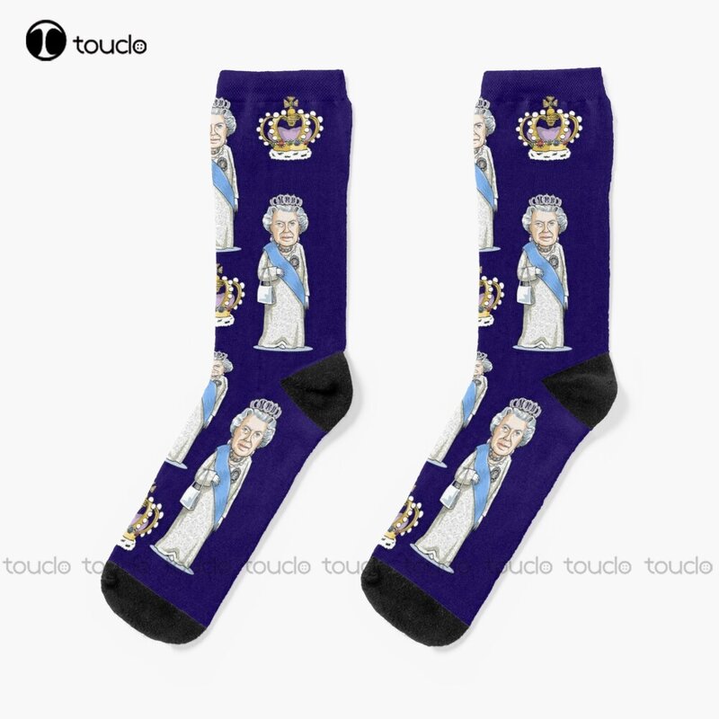Calzini Queen Elizabeth Ii calzini alti natale capodanno regalo del giorno del ringraziamento calzini Unisex per adolescenti per adulti stampa digitale a 360 °