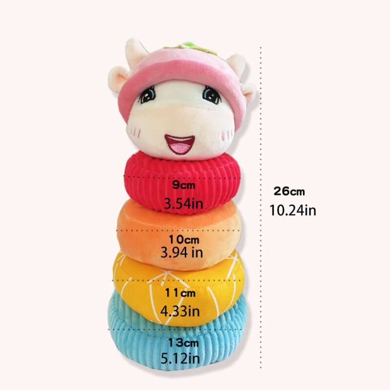 Stuffed Animal Doll with Rattle Ring Kindergarten Teaching Aid Girls Boys Gift 85DE