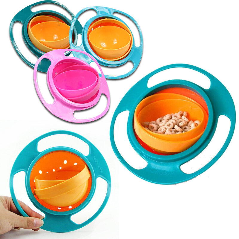 Magic Bowl 360 Rotate odporne na zalanie niemowlęta maluch Baby Kids Training miska dla zwierząt praktyka karmienie wyciek bez wycieku