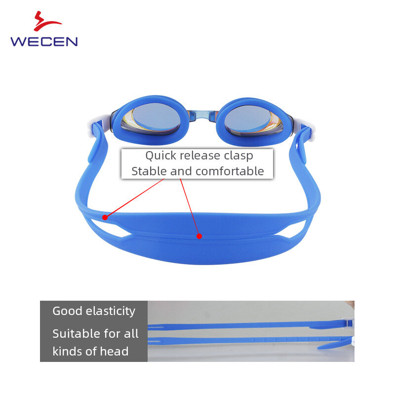 Kacamata Renang Lensa Warna-warni Tahan Air Antikabut Electroplating Kacamata Dewasa HD Dapat Disesuaikan