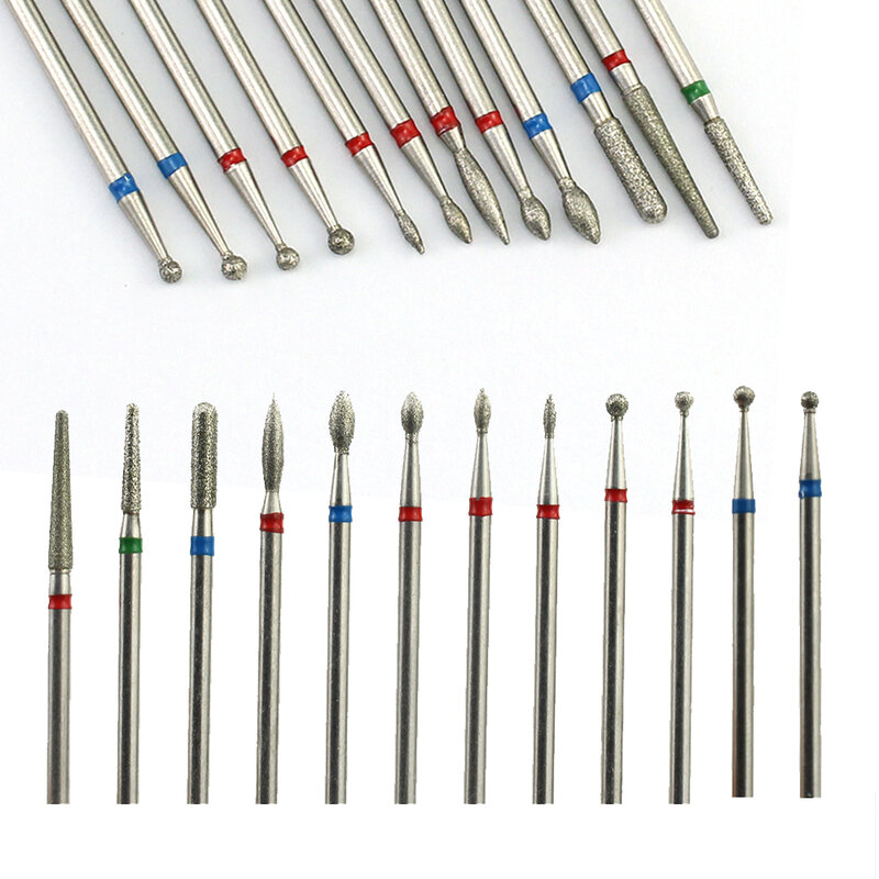 12 Types de forets à ongles diamantés forets de fraise manucure électrique perceuses meules limes à ongles Accessoires d'équipement d'art des ongles
