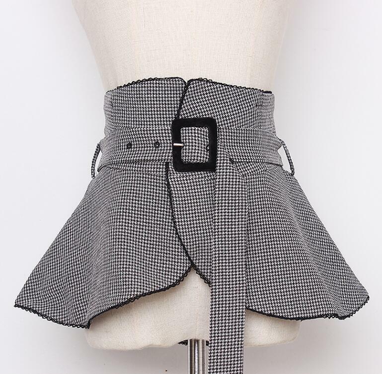 Pista feminina moda xadrez saia chique cummerbunds feminino vestido espartilhos cintura cintos decoração cinto largo r978