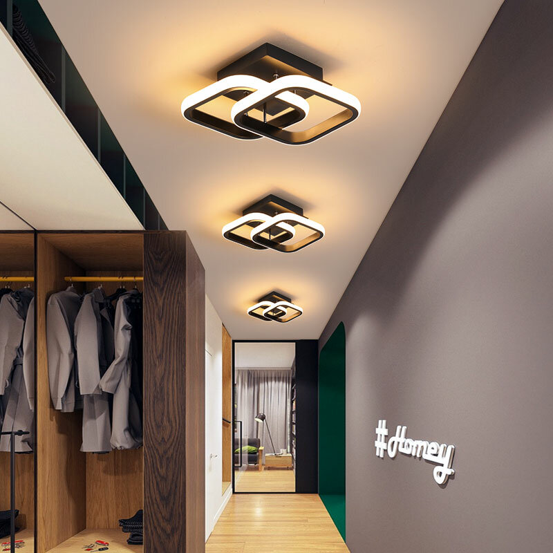 Luminárias de teto modernas para casa com led, lustre preto e branco, luz pequena led para o teto de quarto, corredor, varanda