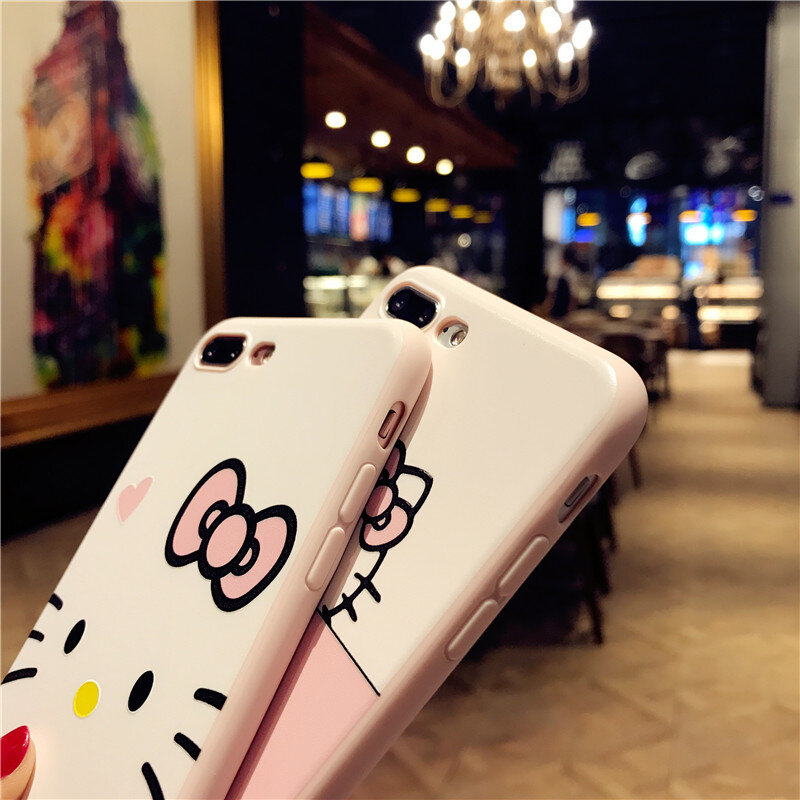 360 Full Cute Cartoon Kitty Cat Soft Back Cover For iPhone XR Caase XS Max X 8 7 6 6s Plus Phone Case+Tempered Glass Front Film