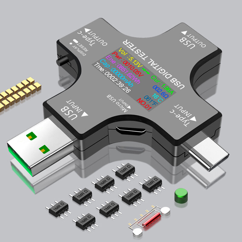 UC96 Tester tegangan USB multifungsi, alat penguji penganalisis deteksi daya pengisian cepat dengan aplikasi