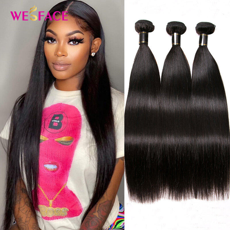 Braziliaanse Haar Bundels Straight Menselijk Haar Weave Bundels Remy Hair Extension Natural Black 1/3 Pcs 8-26 Inches100 % menselijk Haar