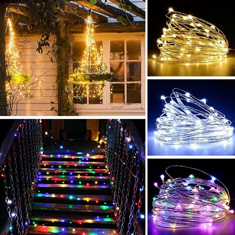 5 متر/10 متر/20 متر الجنية أضواء الأسلاك النحاسية LED سلسلة أضواء عيد الميلاد جارلاند داخلي نوم المنزل الزفاف السنة الجديدة الديكور USB ميناء