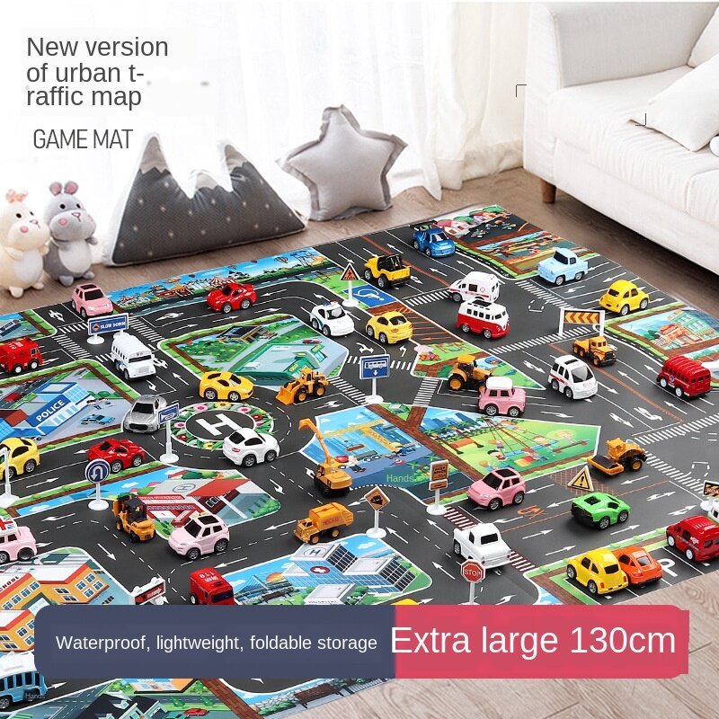Dwaterproof-alfombra de juegos de agua para niños, juguete educativo con mapa de carreteras de tráfico, Escena de ciudad, coche, escalada, carretera, M08