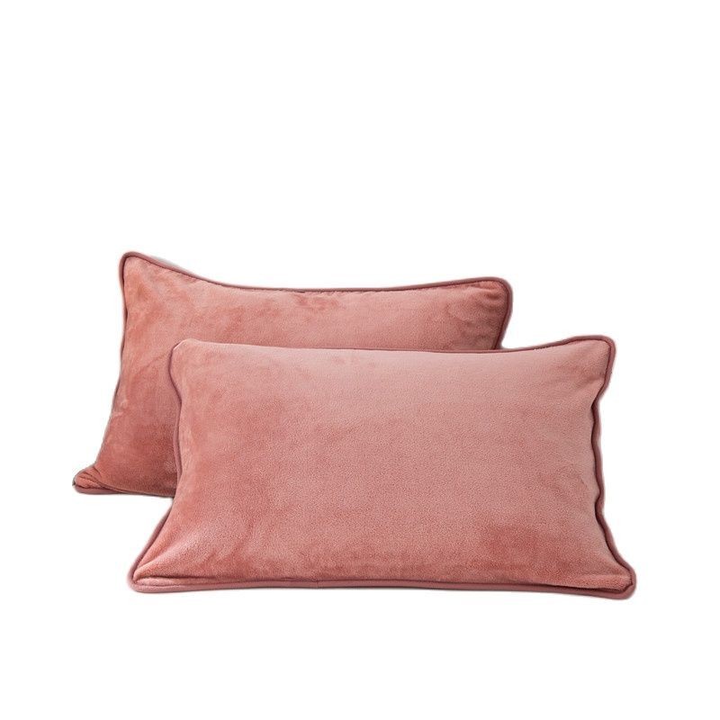 Funda de almohada de terciopelo de lujo, funda de almohada de piel suave de Color sólido, ropa de cama, tela de franela cálida y suave, 48x74cm