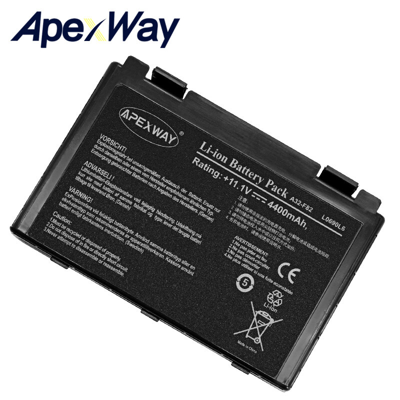 ApexWay batteria del computer portatile per Asus A32-F82 A32-F52 k70 p50ij X70ab X70ac X70ij X70ic X8a L0690L6 L0A2016 70NLF1B2000Y 90NLF1BZ000Y