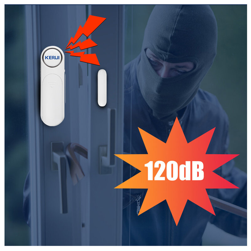 KERUI-D121 Sensor magnético de porta e janela sem fio, 120dB, anti-roubo, controle remoto 300 pés, sistema de alarme Home Security