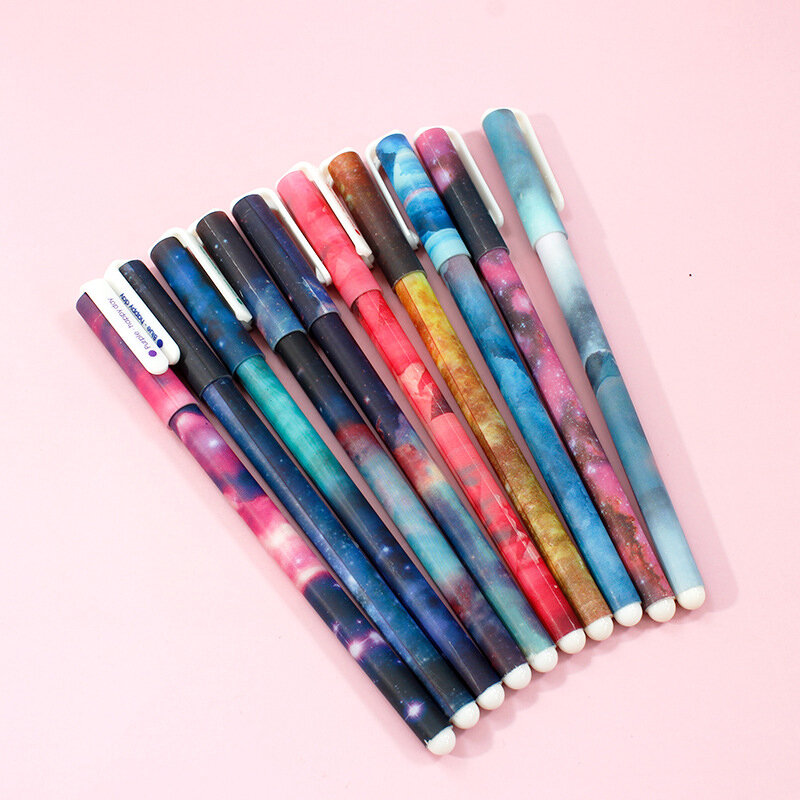 色付きの青いジェルペンのセット,ジャーナル用のボールペン,かわいい学校文房具,0.5mm, 10個