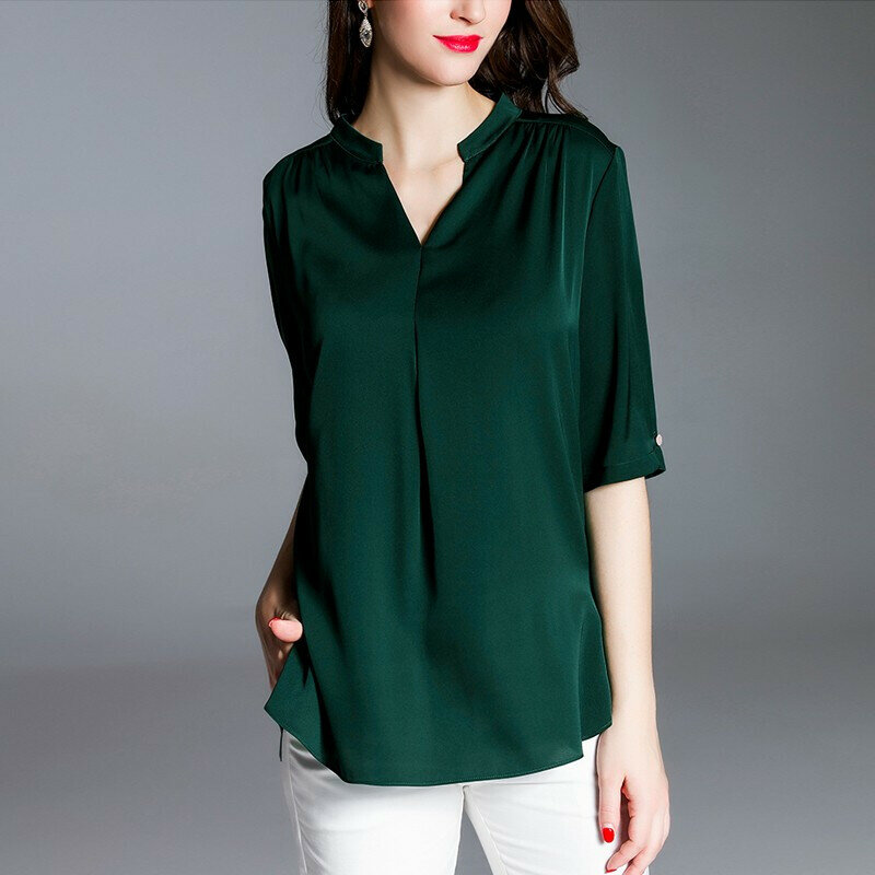 Blusa informal de chifón para mujer, Camisa ajustada de color liso, cómoda, a la moda, para verano