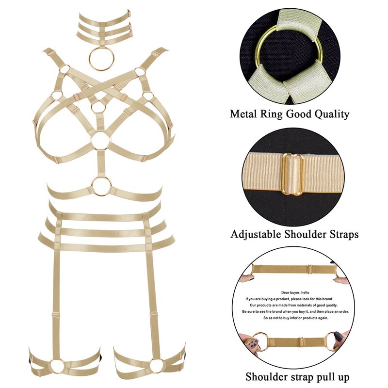 Cam Lồng Rỗng Áo Ngực Gợi Cảm Bộ Dây Quần Lót Nữ Ngoại Lai May Mặc Trang Phục Cổ Phụ Kiện Suspender Dây