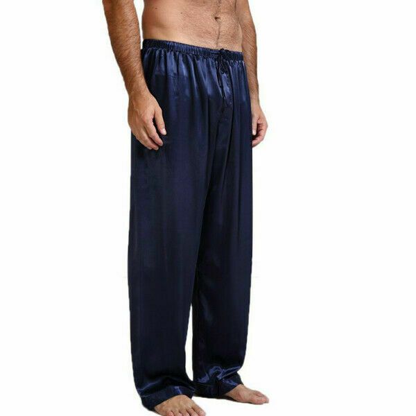 Masculino Clássico Pijama de cetim, Calças Pijama, Sleep Bottoms, Night Wears, S-XL