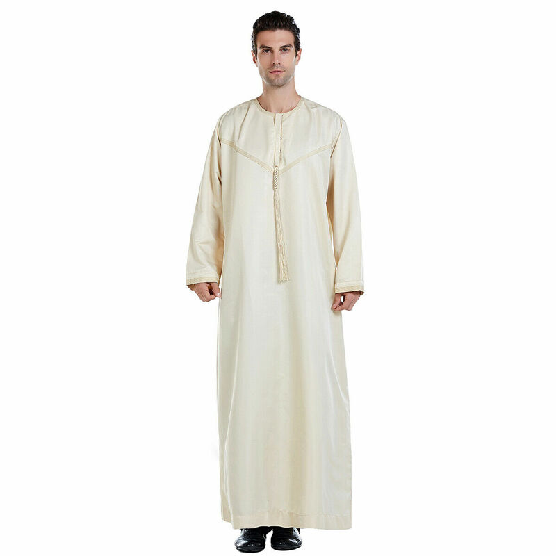 Uomini musulmani Aman Abaya Jubba Thobe Kaftan Pakistan Arabia saudita Djellaba Islam abbigliamento abito da preghiera Ramadan Dishdasha Thobe