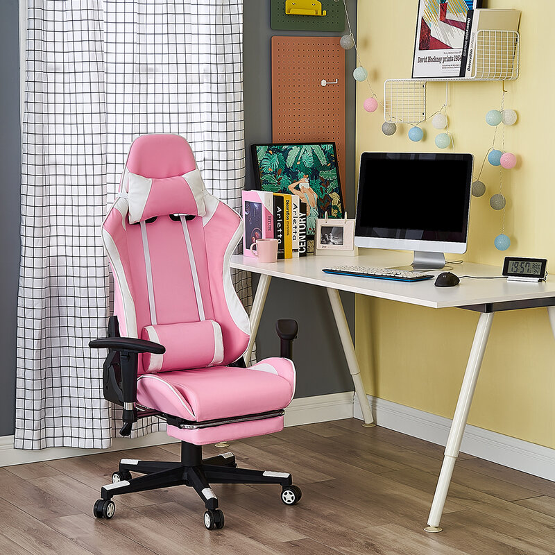 Panana cadeira de escritório ajustável rosa ergonômico alta volta confortável assento de corrida quarto computador jogo cadeiras reclináveis assento