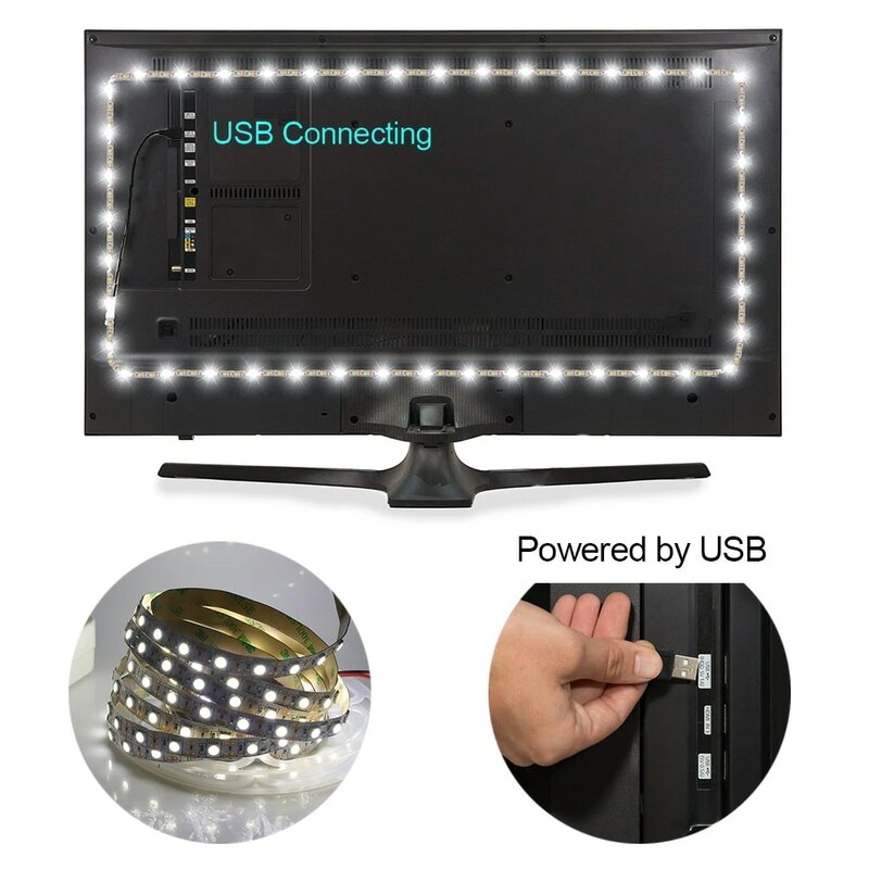 유연한 LED 스트립 라이트, USB 화이트, 웜 화이트, DC 12V, 0.5m, 1m, 2m, 3m, 4m, 5m, 5050 60LED/m