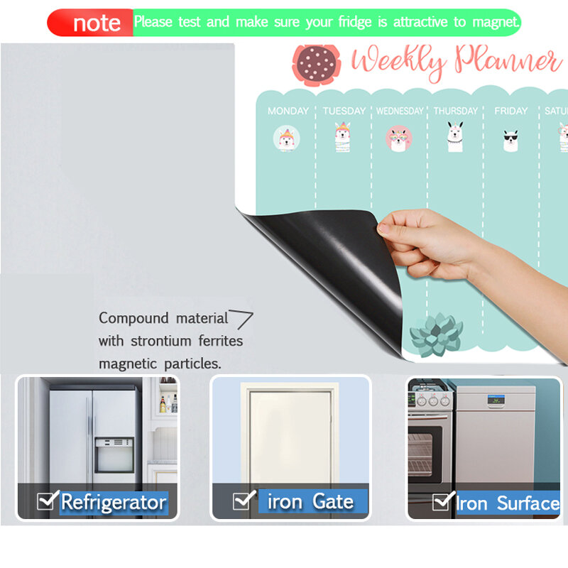 Magnetic Dry Erase รายสัปดาห์รายเดือนตารางเครื่องหมายไวท์บอร์ดสำหรับข้อความเขียนสติกเกอร์ตู้เย็น